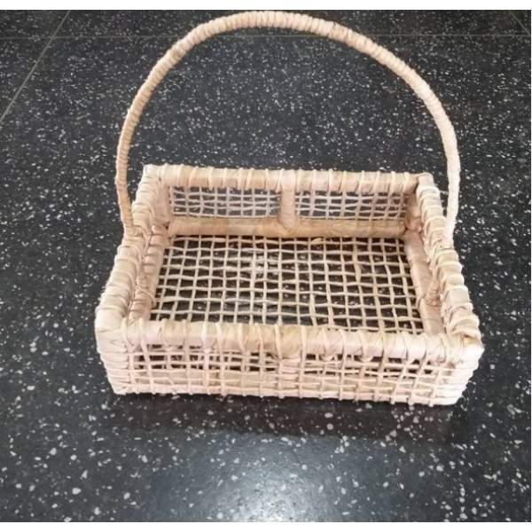 Cesta retangular palha 34x25x10cm M