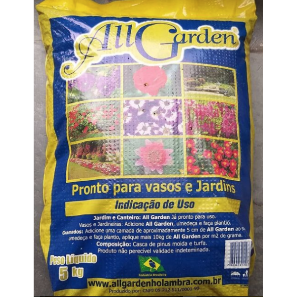 All Garden turfa e casca de pinus moida. 5 kg