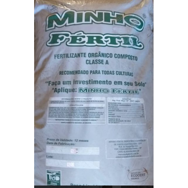 Minho fertil fertilizante orgânico composto clase A 25kg