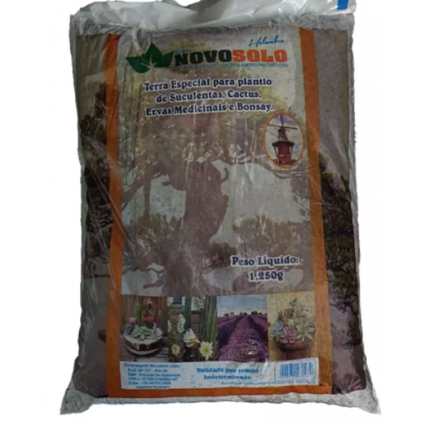Novo solo substrato para suculentas,cactos,ervas medicinais e bonsai 1250gr.